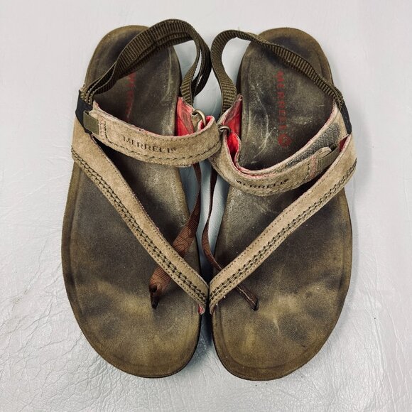 Merrell Womens Kangaroo Slingback Sandals Size 9 Tan Suede Outdoor Travel Comfor - Picture 2 of 8